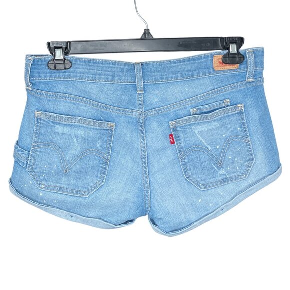 Vintage 00s Y2K Levi's 7 Light Wash Low Rise Stretch Denim‎ Jean Booty Shorts - Picture 1 of 4